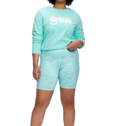 GapFit Womens High Rise Bike Activewear Shorts Pull-On Jade Green Size S