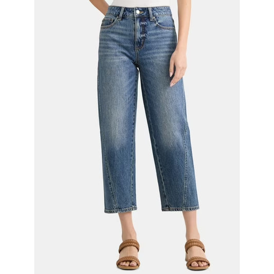 Time and Tru Womens High Rise Barrel Jeans 26.5" Inseam Dark Wash Size 12
