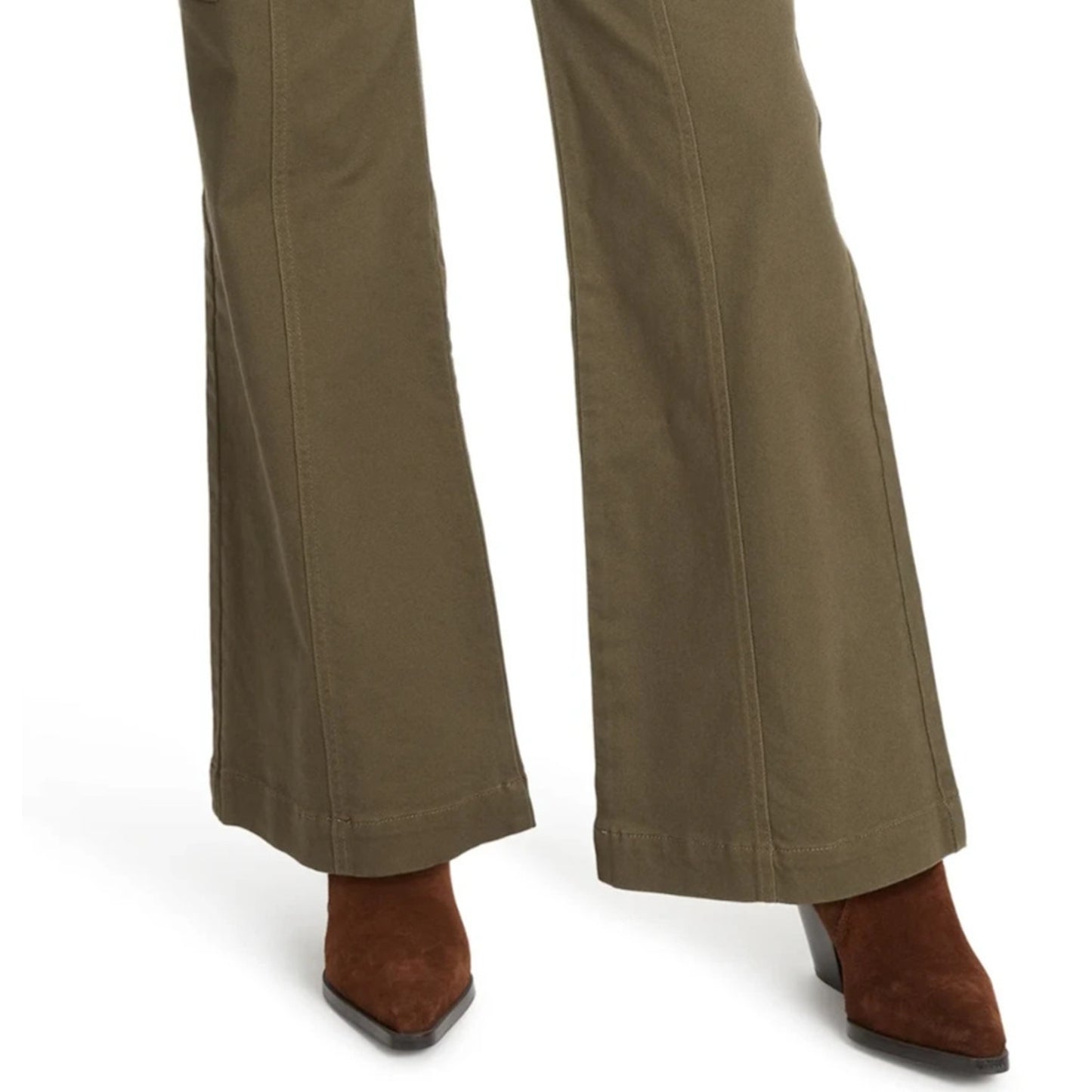 Gloria Vanderbilt Womens Cargo Jeans High Rise Wide Leg Deep Amazon Green Sz 14