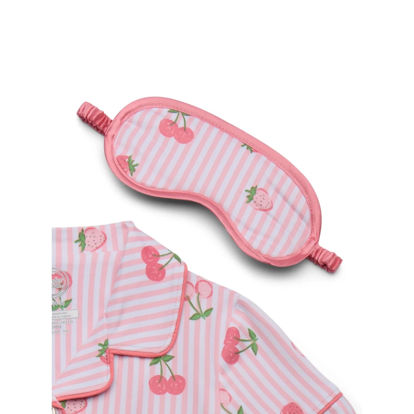 Wonder Nation Girls Set Pajama Size L Pink Fruits Button Sleep Coat Eyemask