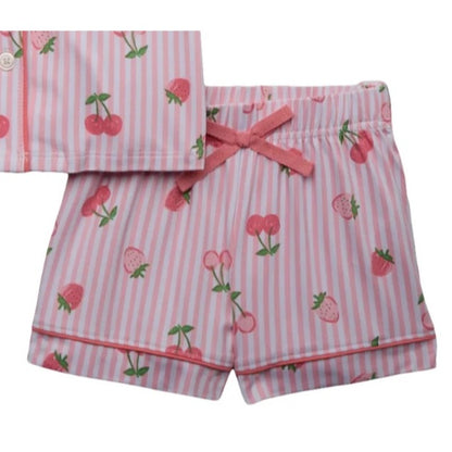 Wonder Nation Girls Set Pajama Size L Pink Fruits Button Sleep Coat Eyemask