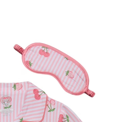 Wonder Nation Girls Set Pajama Size L Pink Fruits Button Sleep Coat Eyemask