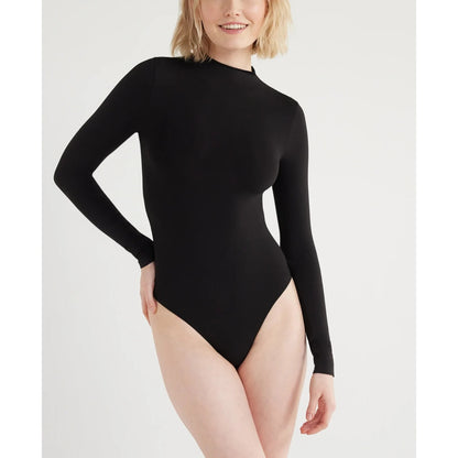 Scoop Womens Bodysuit Fitted Seamless Mock Neck Snap Button Long Sleeve Size XXL