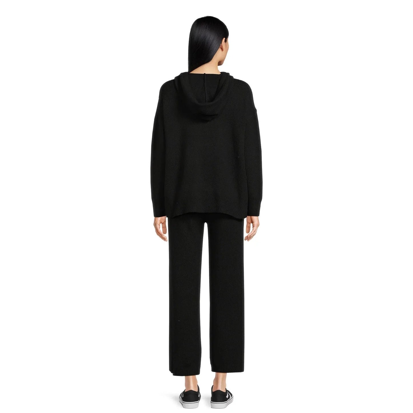 Time and Tru Womens Sweater Pullover Hoodie Pants Set Elastic Black Soot Size M