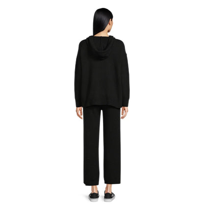 Time and Tru Womens Sweater Pullover Hoodie Pants Set Elastic Black Soot Size M