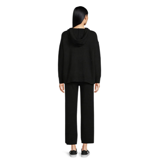Time and Tru Womens Sweater Pullover Hoodie Pants Set Elastic Black Soot Size M
