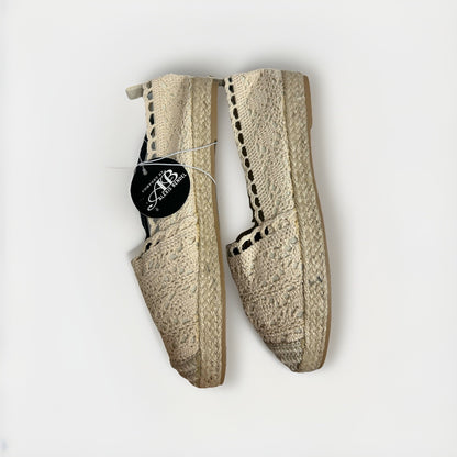 Alexis Bendel Womens Crochet Espadrille Flats Cream Beige Slip-on Size 9