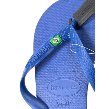 Havaianas Unisex Brazil Flag Top Thong Flip Flops Sandals Blue Size 7/8W -  6/7M