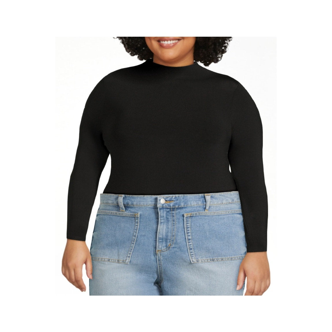 Scoop Womens Bodysuit Fitted Seamless Mock Neck Snap Button Long Sleeve Size XXL