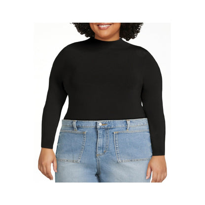 Scoop Womens Bodysuit Fitted Seamless Mock Neck Snap Button Long Sleeve Size XXL