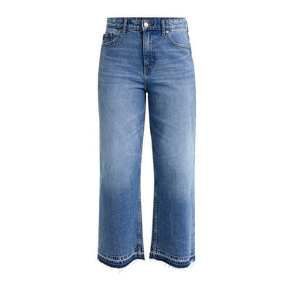 Free Assembly Womens Wide Leg Release Hem Jeans Vintage Indigo Wash Size 10