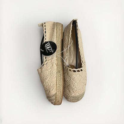 Alexis Bendel Womens Crochet Espadrille Flats Cream Beige Slip-on Size 9