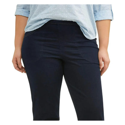 Just My Size by Hanes Womens Pull On 2-Pocket Pants Blue Rinse Size 1XP