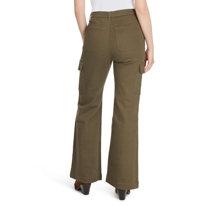Gloria Vanderbilt Womens Cargo Jeans High Rise Wide Leg Deep Amazon Green Sz 14
