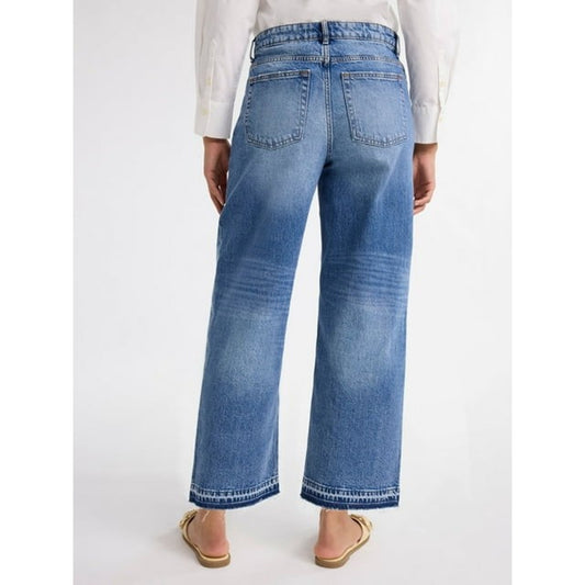 Free Assembly Womens Wide Leg Release Hem Jeans Vintage Indigo Wash Size 10