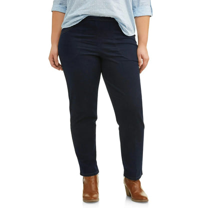 Just My Size by Hanes Womens Pull On 2-Pocket Pants Blue Rinse Size 1XP
