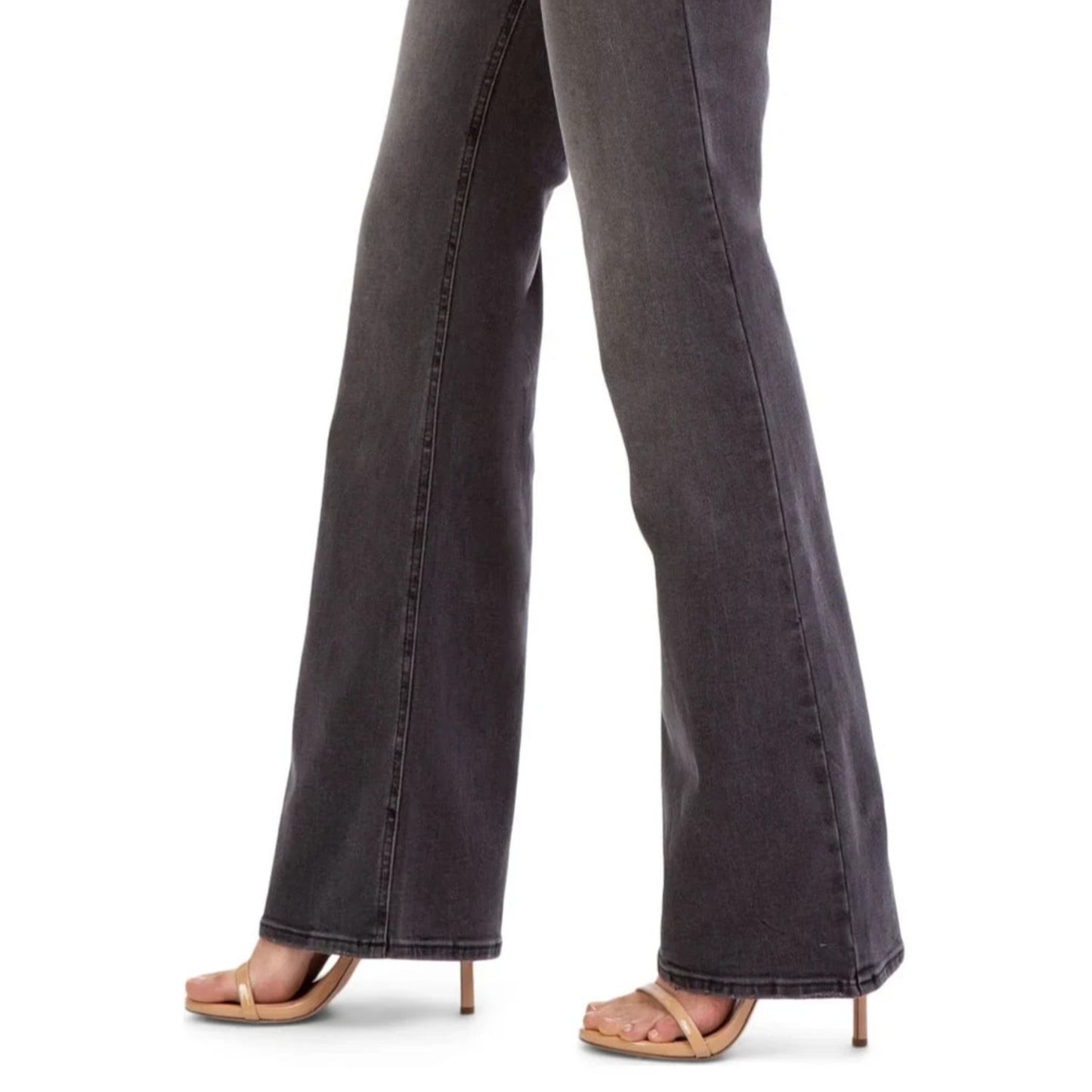 Jordache Womens High Rise Flare Jeans Washed Black Size 18
