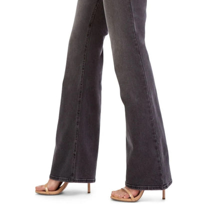 Jordache Womens High Rise Flare Jeans Washed Black Size 18