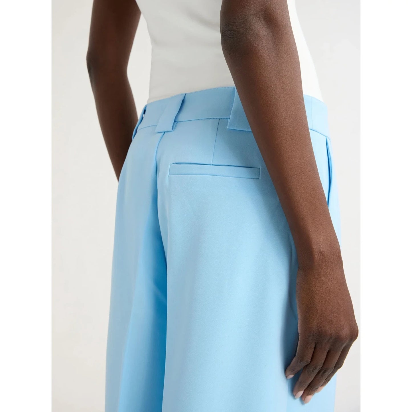 Scoop Womens Wide Leg Trousers Pockets Classic Mid Rise Crepe Cirrus Blue Size 8