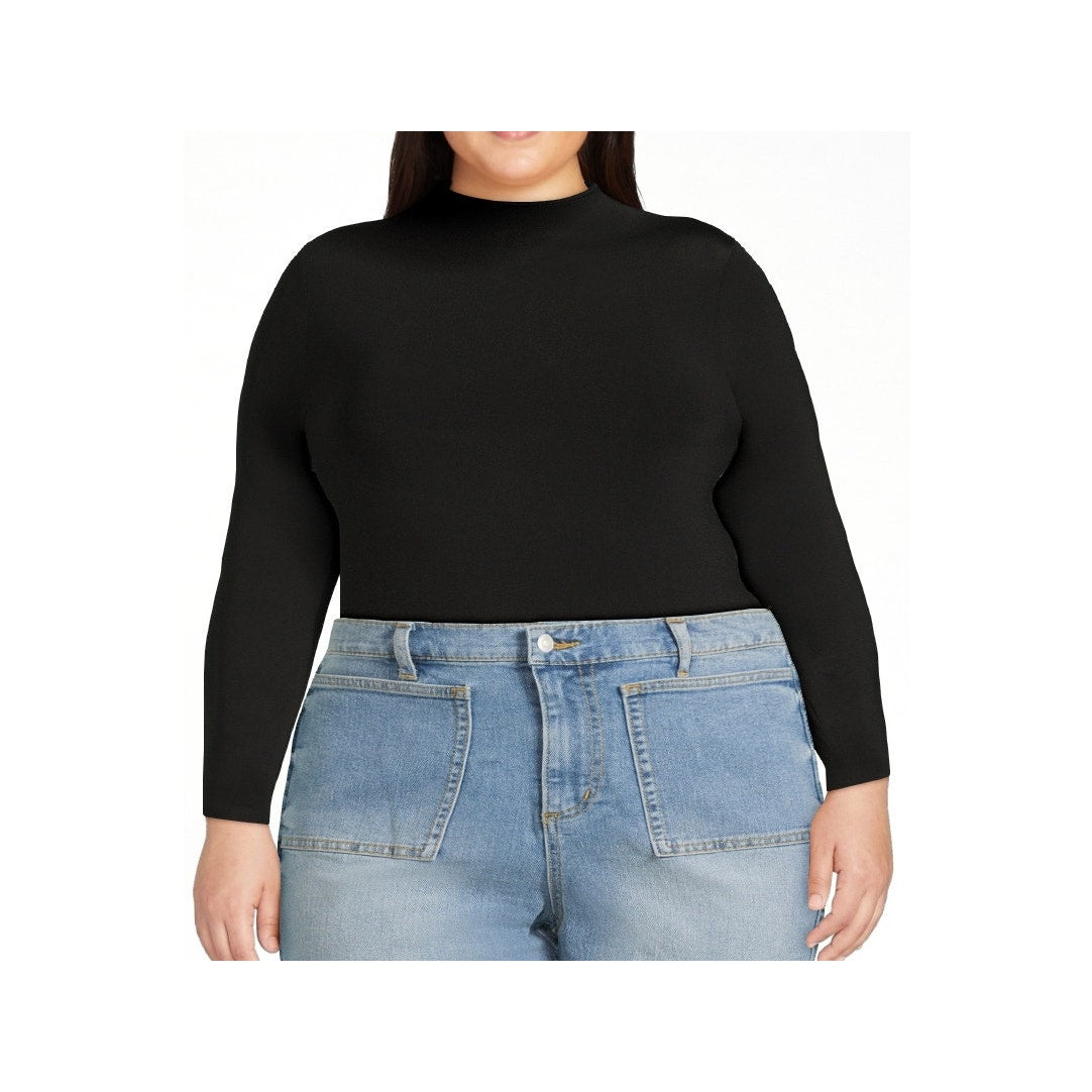 Scoop Womens Bodysuit Fitted Seamless Mock Neck Snap Button Long Sleeve Size XXL