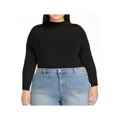 Scoop Womens Bodysuit Fitted Seamless Mock Neck Snap Button Long Sleeve Size XXL