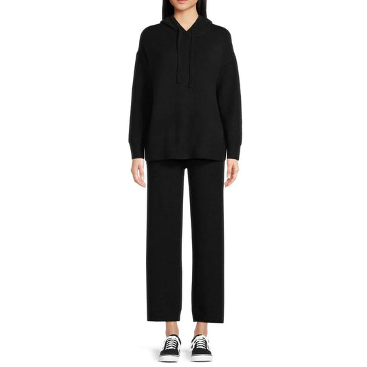 Time and Tru Womens Sweater Pullover Hoodie Pants Set Elastic Black Soot Size M