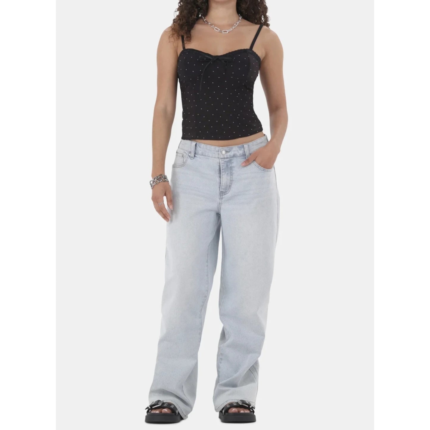 No Boundaries Baggy Wide Leg Jeans Womens Super Light Wash Size XXS (00)