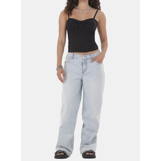 No Boundaries Baggy Wide Leg Jeans Womens Super Light Wash Size XXS (00)
