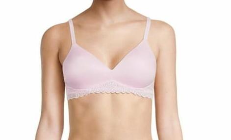 No Boundaries Juniors Light Lift Wirefree Lace Bra Orchid Rose Size M