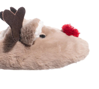 Isotoner Womens Holiday Reindeer Slippers Brown Size XL (9-10)