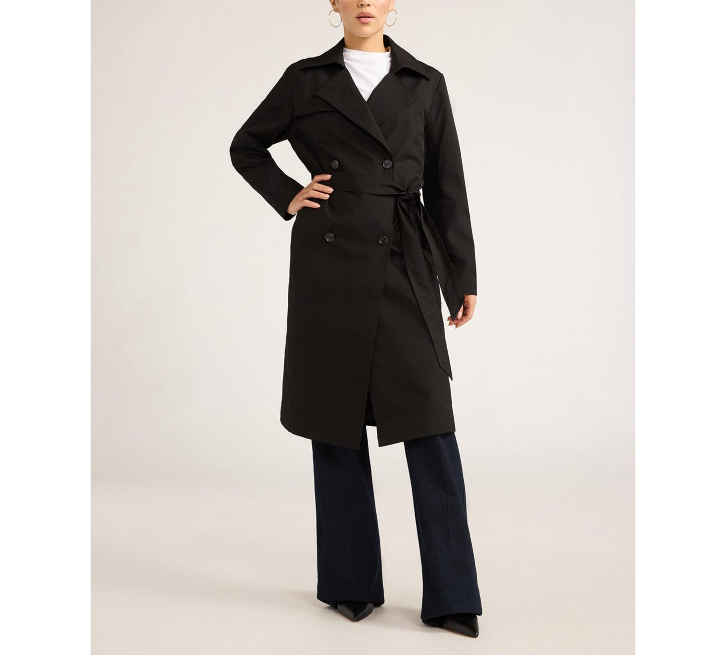 Sofia Jeans Womens Plus Size Double Breasted Trench Coat Black Soot Size XL