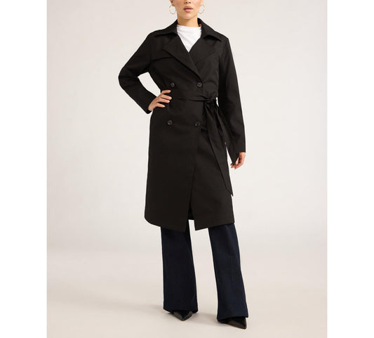Sofia Jeans Womens Plus Size Double Breasted Trench Coat Black Soot Size XL