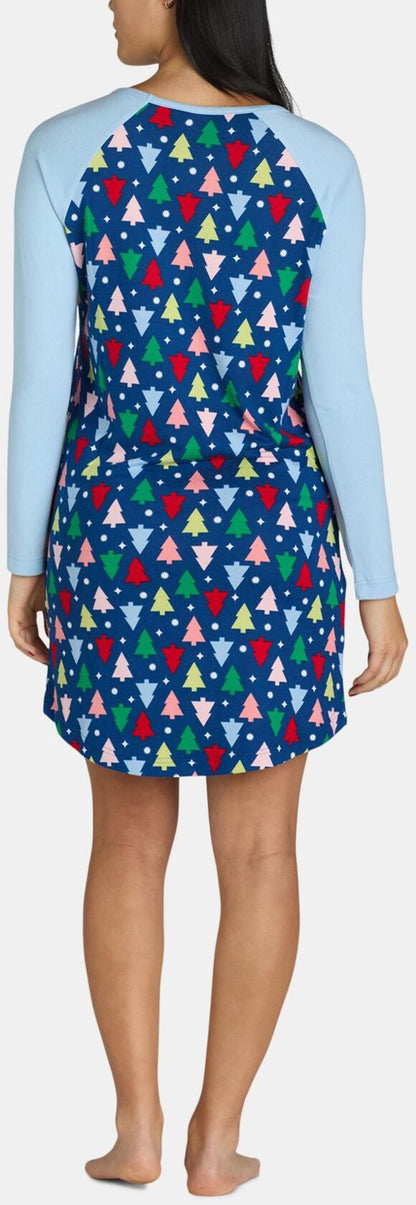 Lissome Womens Hacci Sleep Shirt Crewneck 2-pack Relaxed Pullover Blue Snow Sz L