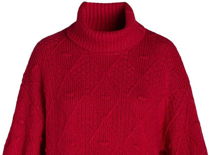 Time and Tru Womens Plus Bobble Knit Turtleneck Sweater Red Balloon Size 1X