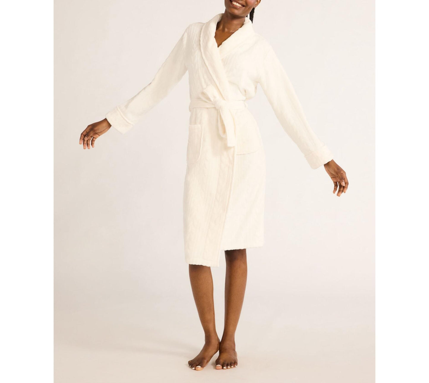 Joyspun Womens Plush Robe Winter White Size M