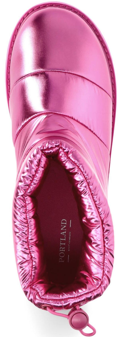 Portland Boot Company Womens Metallic Puffer Cozy Booties Fuschia Size 8
