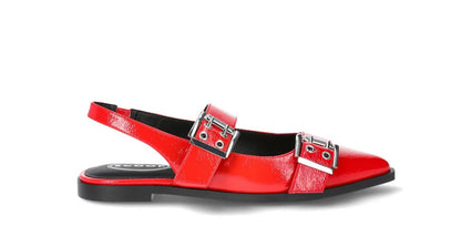 Scoop Womens Faux Leather Buckle Slingback Strap Slip-On Trend Flats Red Size 7M