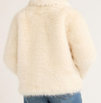 Scoop Womens Oversized Faux Fur Jacket Whisper White Size L