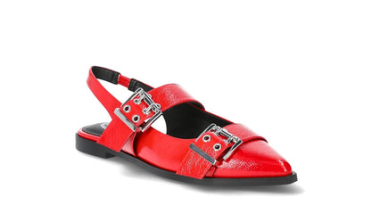 Scoop Womens Faux Leather Buckle Slingback Strap Slip-On Trend Flats Red Size 7M