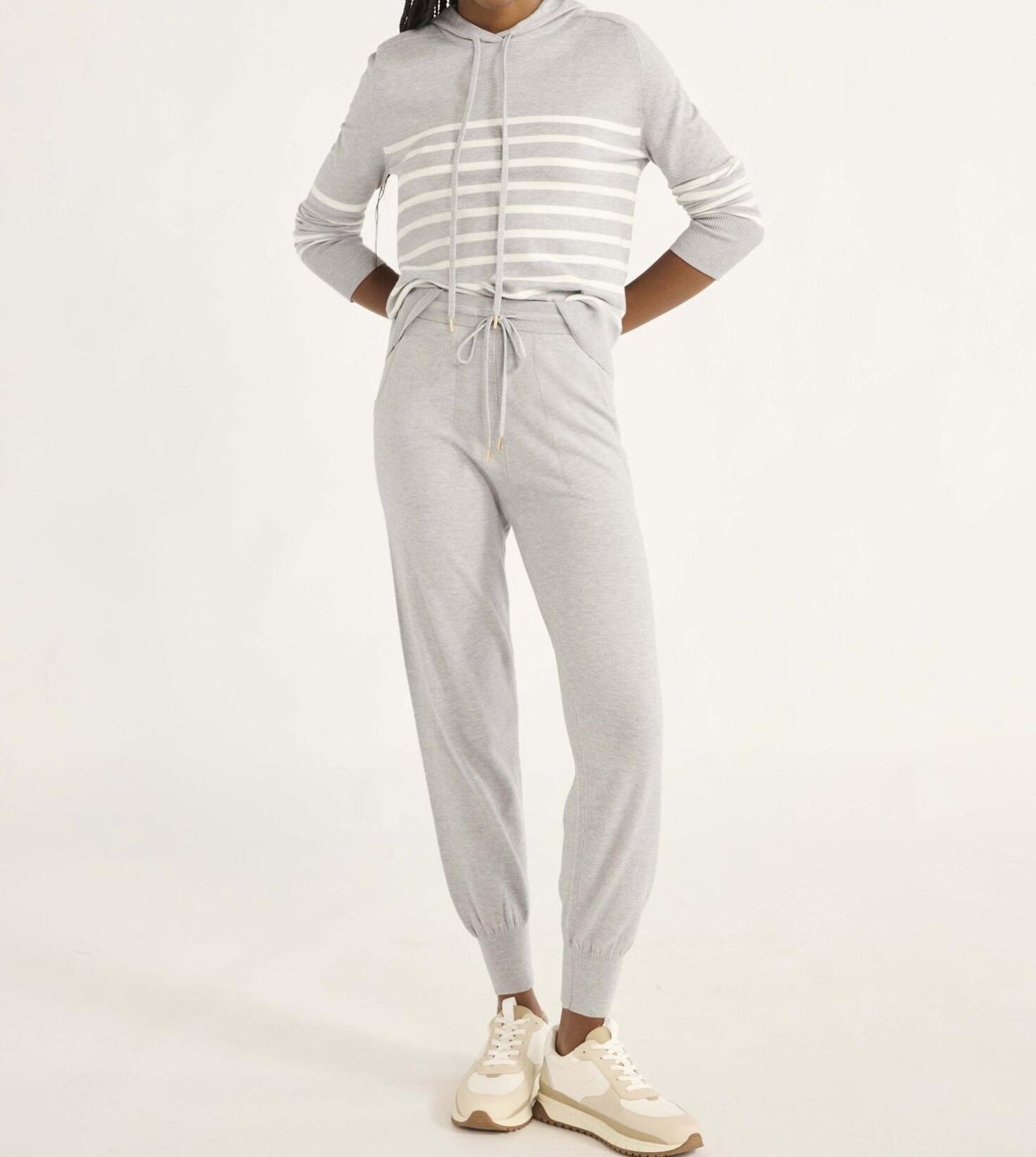 Free Assembly Womens Cozy Yarn Sweater Jogger Pants Light Heather Grey Size 4X