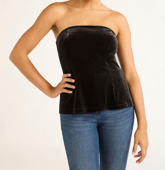 Sofia Jeans Womens Velvet Peplum Strapless Top