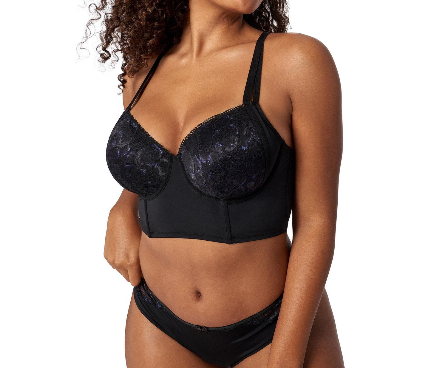 Adored by Adore Me Micro and Lace Lightly Lined Evalynn Bra Jet Black Size 34B