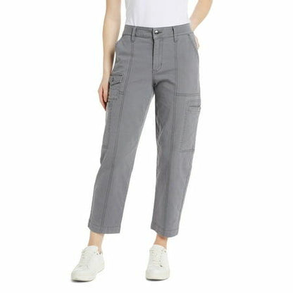 Time and Tru Womens Mid Rise Straight Utility Pants Metal NightSize 16