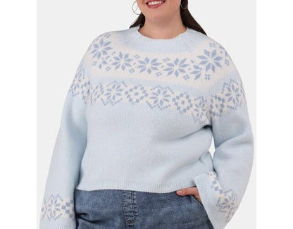 No Boundaries Pullover and Beanie Set, 2-Piece Women’s Plus Ice Teal Size 2X