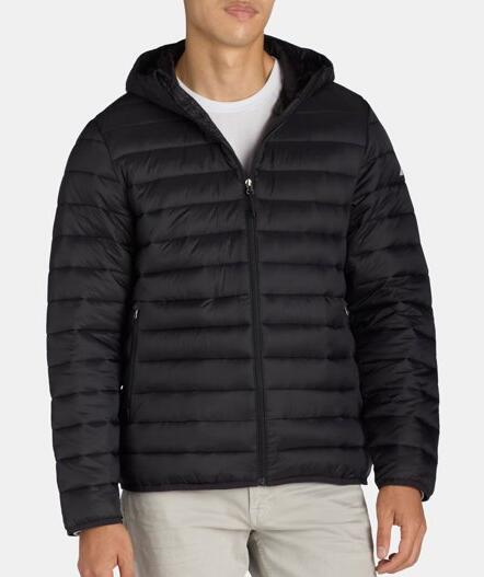 Ozark Trail Mens Quilted Hooded Puffer Jacket Full Zip Rich Black Size L (42-44)