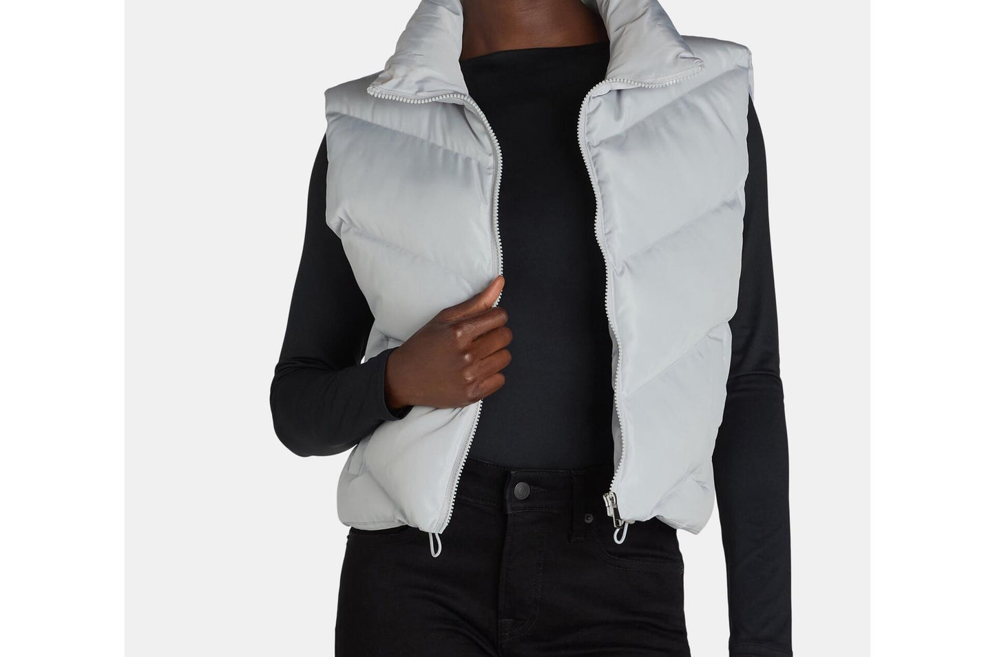 Liv & Lottie Womens Cropped Puffer Vest Silver Size S