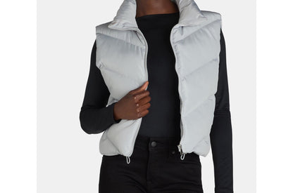 Liv & Lottie Womens Cropped Puffer Vest Silver Size S