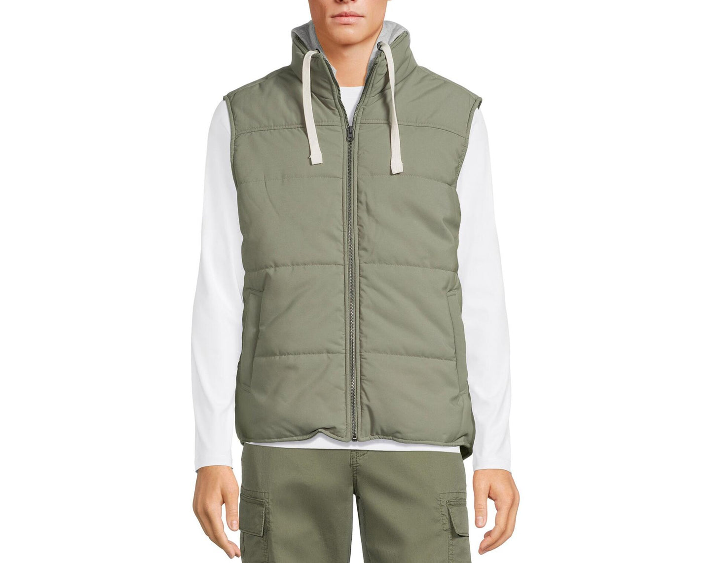 George Mens and Big Mens Hooded Vest Green Artichoke Size L