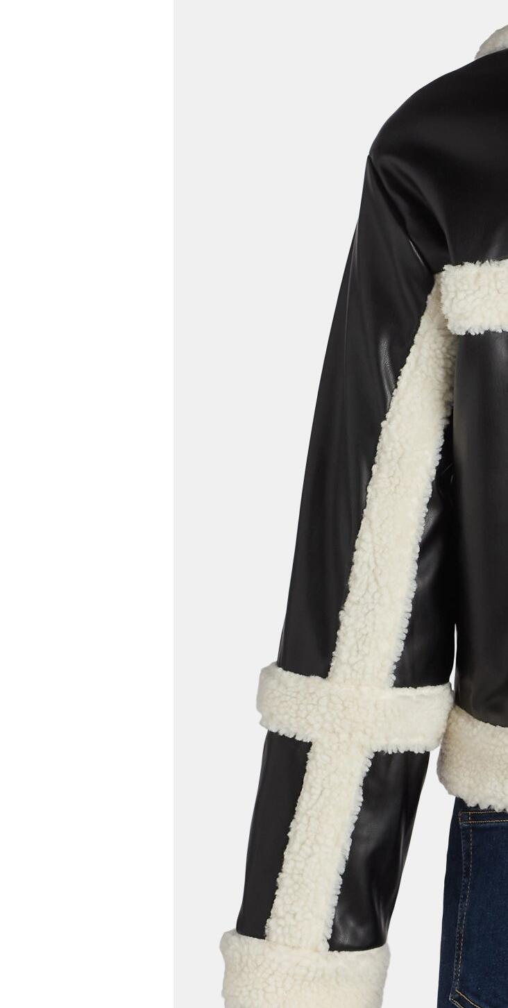 Madden NYC Womens Faux Shearling Jacket Moto Fit 22" Length Black Beauty Size L