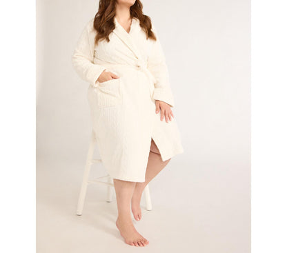Joyspun Womens Plush Robe Winter White Size M